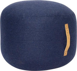 HÜBSCH INTERIOR - Ronde POEF van wol, donkerblauw - Ø50xh35 cm