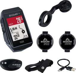 GPS Fietscomputer Sigma ROX 11.1 EVO GPS HR + CAD set met korte Butler stuurhouder - zwart