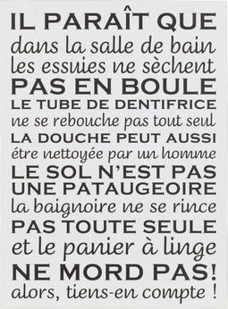 J-Line plakkaat Frans - metaal - wit/zwart