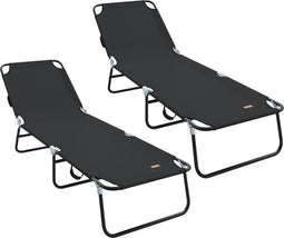 vidaXL - Opvouwbaar - Ligbed - 2 - stuks - Draagbaar - Zwart - 600D - Oxford - Stof