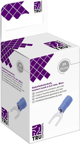 TRU COMPONENTS T2010C303 Vorkkabelschoen 1.5 mm² 2.5 mm² Gat diameter=3.2 mm Deels geïsoleerd Blauw 25 stuk(s)