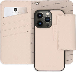 Selencia Hoesje Geschikt voor iPhone 13 Pro Hoesje Met Pasjeshouder - Selencia Llyr 2-in-1 Uitneembare Slang Bookcase - Wit