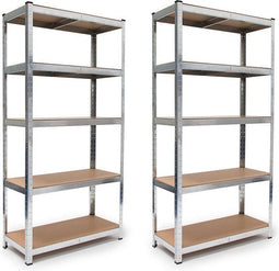 BRASQ Stellingkast - Set van 2 - Metalen Opbergrek - 180x90x40 cm - 5 lagen - 175 KG per plank - max 875 KG (2 stuks)