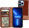 Mobiparts Excellent Wallet Case - Flip Cover - Echt leder - Bruin (iPhone 13 Pro)