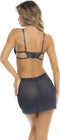 Rene Rofe Lingerie Chemise -M/L- Sneak Peak Chemise Set Blauw