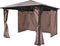 vidaXL - Prieel - met - gordijn - 400x300 - cm - aluminium - bruin