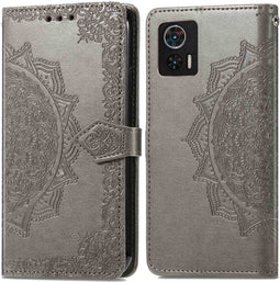 iMoshion Hoesje Geschikt voor Motorola Edge 30 Neo Hoesje Met Pasjeshouder - iMoshion Mandala Bookcase - Grijs