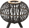 J-Line lantaarn Bol Op Voet - bamboe - zwart/naturel - small