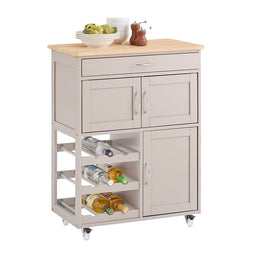 SoBuy FKW45-KA - Keuken Rolwagen - 1 Lade 2 Deuren 3 Flessenhouders - Lichtgrijs