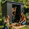 Juskys Gereedschapsschuur - Metalen Tuinschuur - Incl. Funderingsframe - Donkergrijs