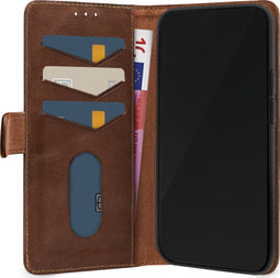 Mobilize Telefoonhoesje geschikt voor Samsung Galaxy S25 Plus Hoesje Echt Leer | Mobilize Wallet Bookcase Portemonnee | Pasjeshouder voor 3 Pasjes | Telefoonhoesje voor Pinpas / OV Kaart / Rijbewijs - Bruin