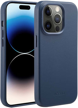 Accezz iPhone 14 Pro - MagSafe Leather Backcover - Echt leer - Donkerblauw