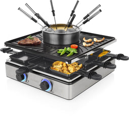 Princess 162670 - Gourmetstel - Raclette Fondue 5-in-1 1800W 8 Personen - Zwart