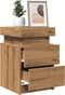 vidaXL - Nachtkastjes - 2 - st - met - LED - 35x39x55 - cm - hout - artisanaal - eiken