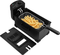 Goliving Frituurpan 3L - Friteuse - Glazen Kijkvenster - 2000W - RVS - Zwart