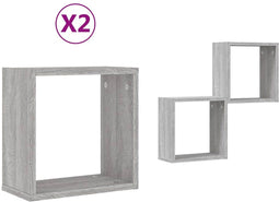 vidaXL - Wandrekken - Kubus - 2 - st - 30x15x30 - cm - grijs - sonoma