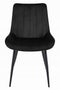 Stoel SOSA - Zwart Velvet, Zwarte Metalen Poten, Modern Design en Uitstekend Zitcomfort voor Woonkamer, Slaapkamer, Eetkamer of Kantoor, Max. 120 kg