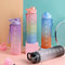 Hup Motivatie Drinkfles - Waterfles 1 Liter - Tijdmarkering en Drinktuit - Paars/Roze
