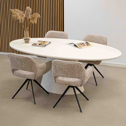 Kick Morris - Eettafel - Ovaal - Betonlook - Wit