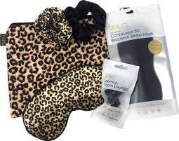 SMUG Blissful Sleep Gift Set - Satijnen en 3D Slaapmasker met Scrunchie, Oordopjes en Opbergzakje - Geschenkset voor Vrouwen - Animal Print