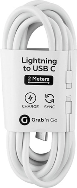 Grab 'n Go Cable Lightning to USB C 2m (non MFI) White
