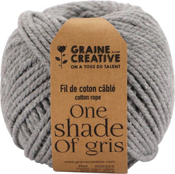 Graine Créative Macramé touw, ft 2,5 mm x 80 m, lichtgrijs