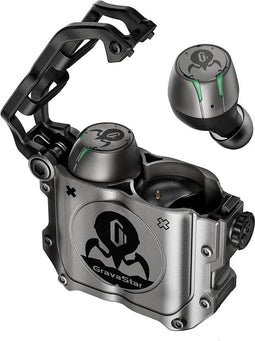 GravaStar Sirius Wireless Earbuds Bluetooth oortelefoon P7 draadloze oortelefoon Bluetooth mechanisch ontwerp zinklegering oplaadkoffer 3 headset-modi (Space Gray)