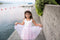 Great Pretenders Verkleedkledij Eerhoorn jurk met hoofdband - Roze - Maat 5-6 jaar