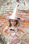 Great Pretenders Verkleedkledij Glam Witch - Heksenjurk met hoed - Roze - Maat 7-8 jaar