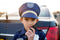 Great Pretenders Verkleedkledij Politie vest met hoed en walkie - Blauw - Maat 5-6 jaar