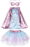 Great Pretenders Verkleedkledij Super-Duper Tutu met cape en masker - Roze/Blauw - Maat 4-6 jaar