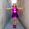 Great Pretenders Verkleedkledij Superheldin Ster jurk met cape en hoofdband - Magenta/Paars - Maat 5-6 jaar