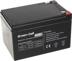 Green Cell 12V 12Ah (6.3mm) 12000mAh VRLA AGM accu
