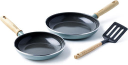 GreenPan Mayflower Koekenpannenset Ø20cm + Ø24cm + 1 accessoire - lichtblauw - Inductie - PFAS-vrij