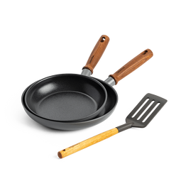 GreenPan Mayflower Pro 3-delige set - grijs - houten handvat - PFAS-vrij