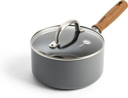 GreenPan Mayflower Pro sauspan 18cm - grijs - houten handvat - PFAS-vrij