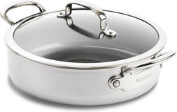 GreenPan Premiere Hapjespan - Met deksel - 2 Handvaten - Ø26cm/3.8L - RVS - Inductie