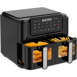 Strex Airfryer XXL - 10L - 2500W - Heteluchtfriteuse - Dubbele Airfryer - 50ºC tot 200ºC - 10 Kookprogramma's - Zwart