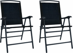 vidaXL - Tuinstoelen - inklapbaar - 2 - st - textileen - zwart