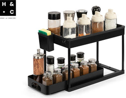 H&C Gootsteen Organizer - Uitschuifbaar - Dubbele Laag - Zwart