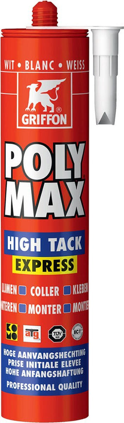 Griffon 6303764 Poly Max High Tack Express Montagelijm - Koker - Wit - 435gr