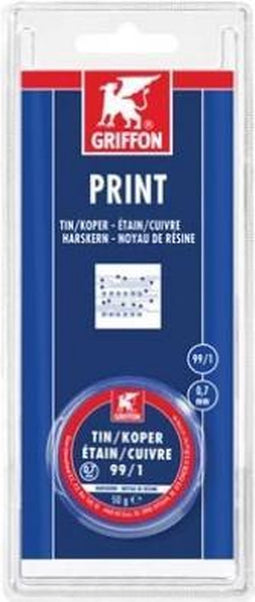 Griffon print draadsoldeer tin/koper 99/1 harskern Ø 0,7 mm spoel - 50 gram