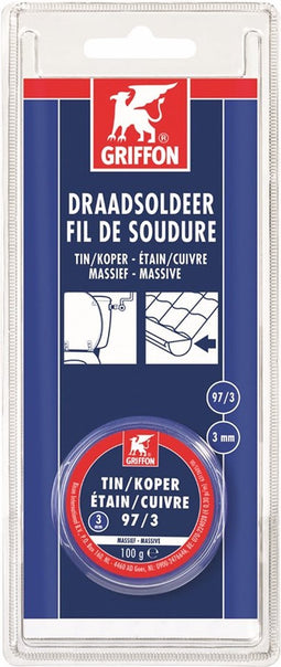 Griffon resist-3 draadsoldeer tin/koper 97/3 massief Ø 3 mm. - 100 gram