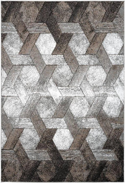 Grijs vloerkleed - 200x290 cm - A-symmetrisch patroon Symmetrisch patroon - Modern