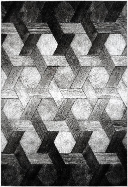 Grijs Zwart vloerkleed - 120x170 cm - A-symmetrisch patroon Symmetrisch patroon - Modern