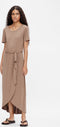 Object Objannie Nadia S/s Dress - Midi Jurk Dames - Bruin - Maat XS