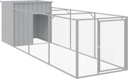 vidaXL - Hondenhok - met - ren - 110x405x110 - cm - staal - lichtgrijs
