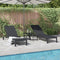 vidaXL - Ligbedden - 2 - stuks - met - wielen - en - tafel - - - zwart - poly - rattan