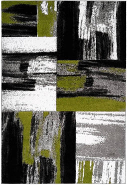 Groen Zwart vloerkleed - 120x170 cm - Symmetrisch patroon - Modern