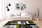 Groen Zwart vloerkleed - 200x290 cm - Symmetrisch patroon - Modern